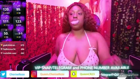 Snapshot of queencroze chatting on March 9, 5:44 am Queen Cherise Roze online show from March 9, 5:44 am