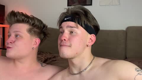 Snapshot of twoguyspleasure chatting on January 12, 9:08 pm Noah blonde and Josh dark hair Nike guy online show from January 12, 9:08 pm